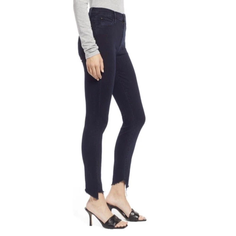 Mother Jeans Womans 32 The Stunner Zip Two Step Fray Skinny Rolling Shadow